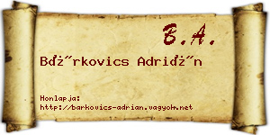 Bárkovics Adrián névjegykártya